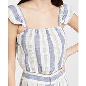 Alice + Olivia Striped Crop Top in Blue and Cream